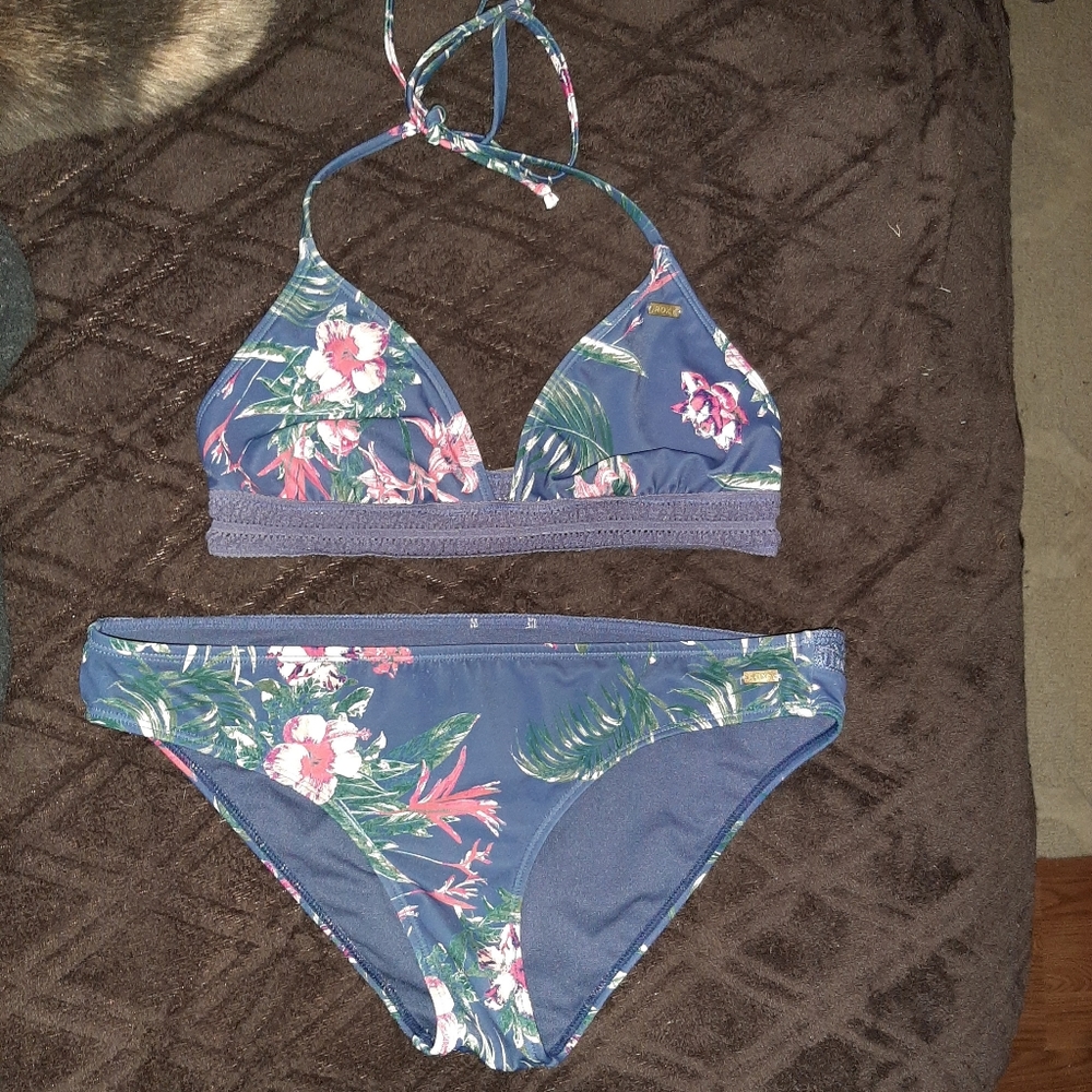 Roxy Navy Floral Triangle Bikini Set